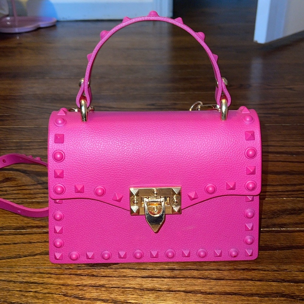 Pink studded satchel